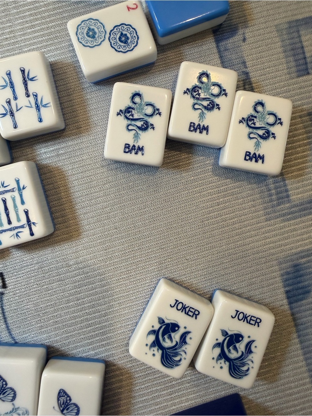 Mahjong set 160 tiles  Comes with blanks. Lovely Blue and white Chinoiserie - Picture 11 of 12